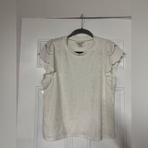 URBAN Romantics White Eyelet Ruffle Sleeve Tunic